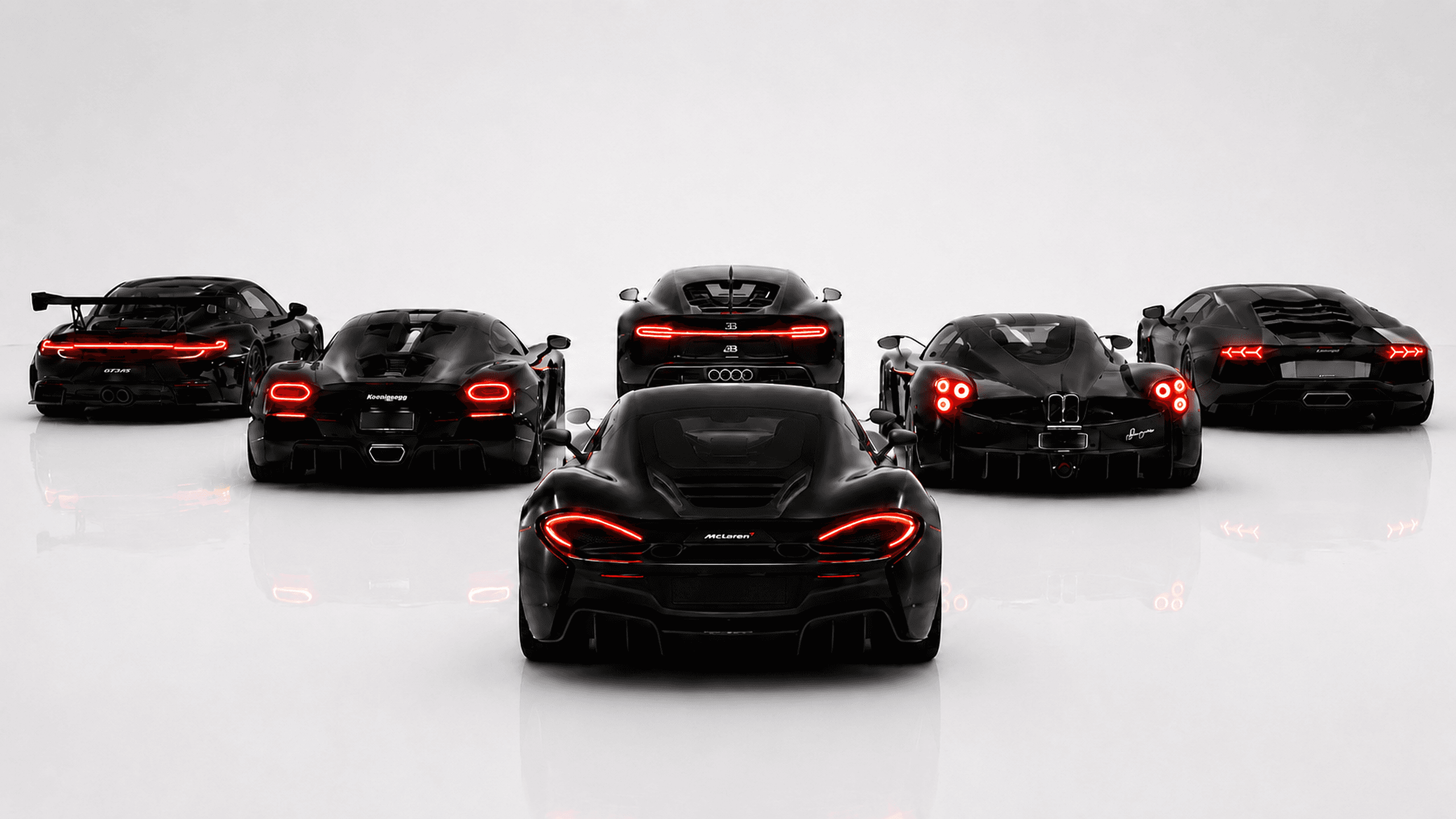 A blacked-out muscle car in a private luxury lounge